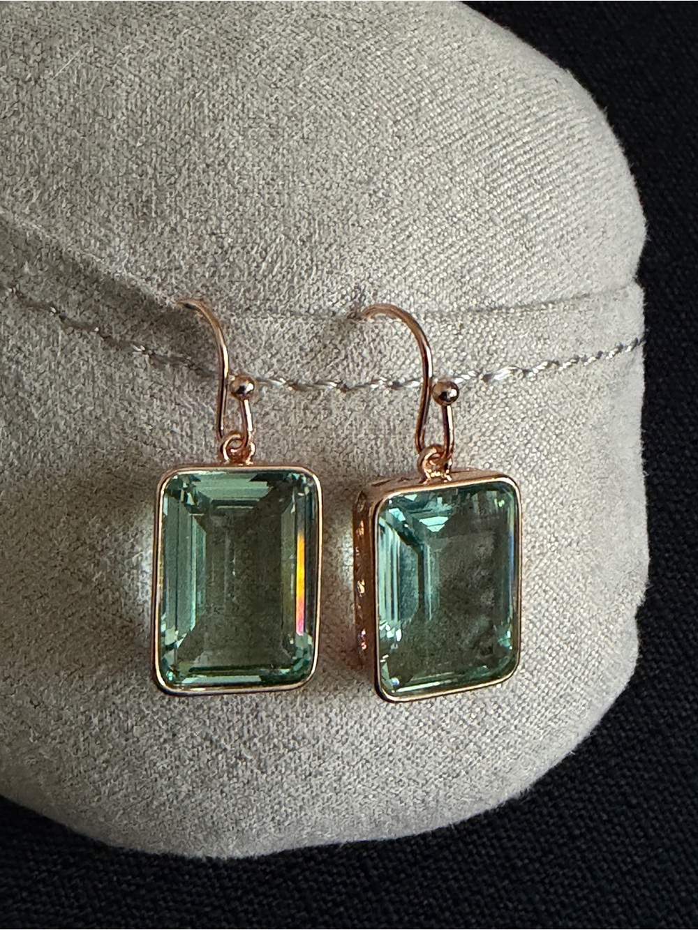 18K Gold Filled Rose Gold Aqua/Teal Crystal Drop Earrings